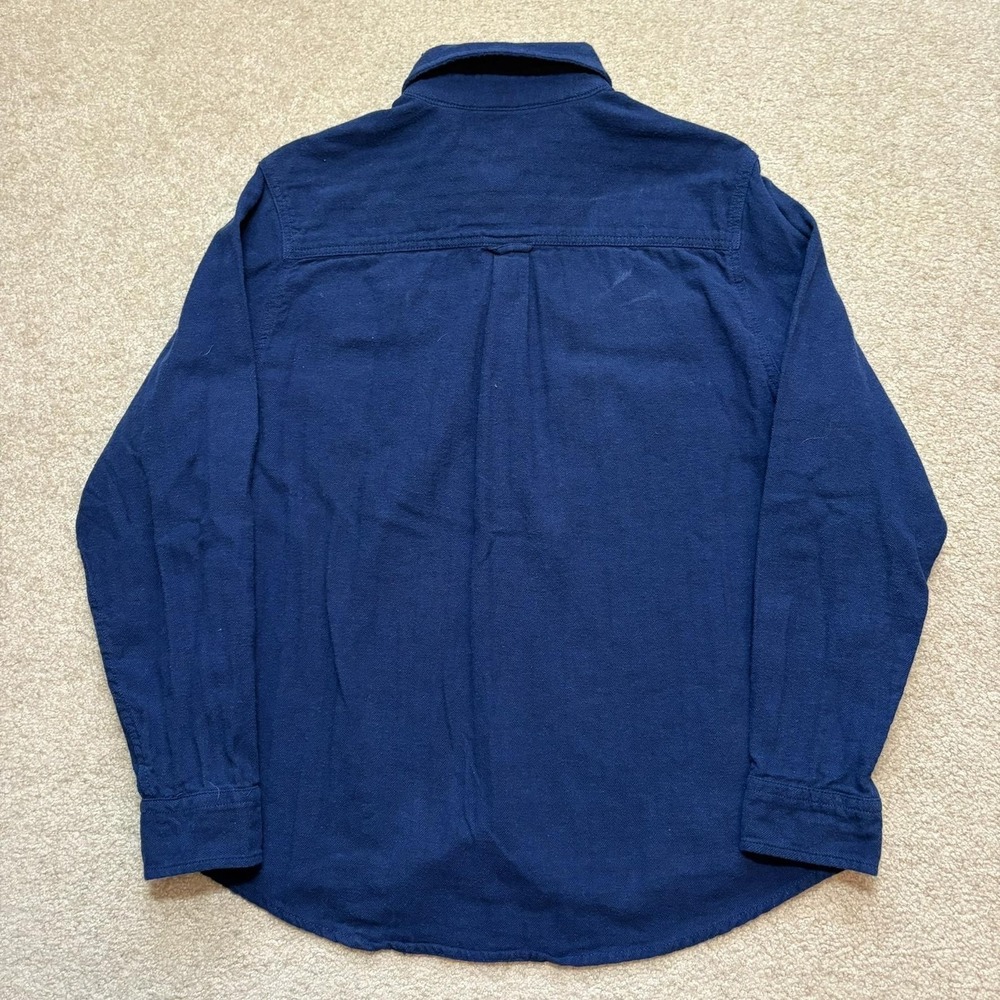 Vtg Woolrich Shirt Mens Large Blue Solid Flannel Button Up Long Sleeve Outdoor - Picture 2 of 8
